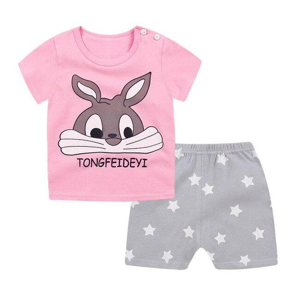 2019 New cotton Kids Boys Girls Clothes Baby Pajamas Short Sleeved Clothing Set children Cartoon set Children's home Sleepwear