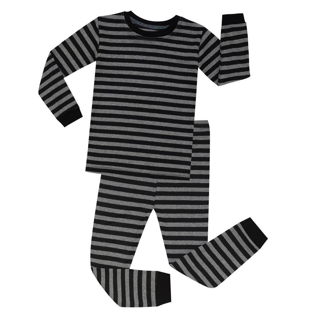 Cotton Baby Nightwear Children Gray and Black Stripes Pajama Sets Kids Pijamas for 1-8 Years Pijamas Infantil Boys Sleepwear