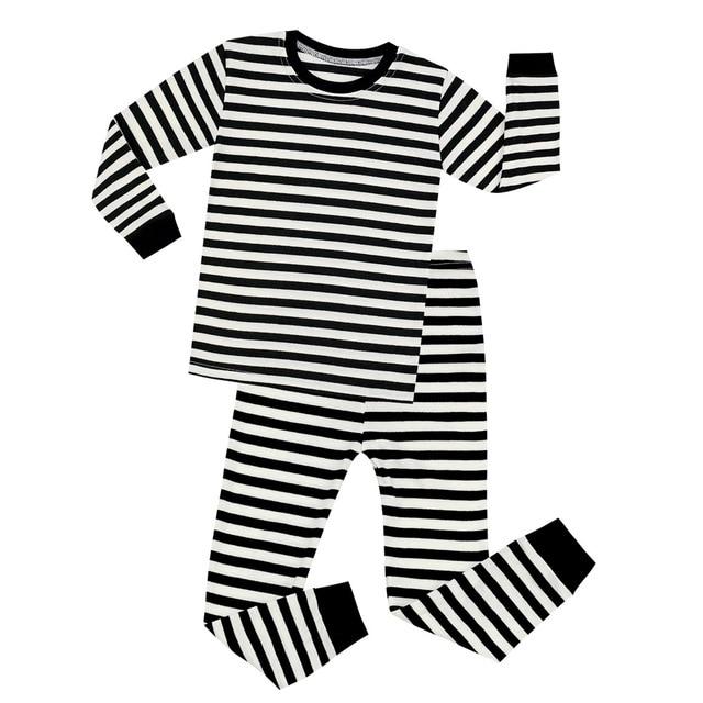 Cotton Baby Nightwear Children Gray and Black Stripes Pajama Sets Kids Pijamas for 1-8 Years Pijamas Infantil Boys Sleepwear