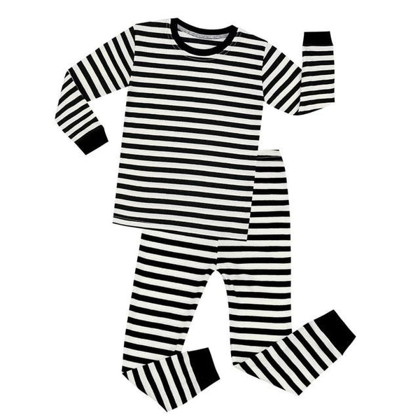 Cotton Baby Nightwear Children Gray and Black Stripes Pajama Sets Kids Pijamas for 1-8 Years Pijamas Infantil Boys Sleepwear