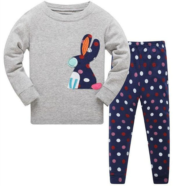 Kids Cartoon Cotton Pajamas Boys Casual Pajamas Sets Girls Long Blouses+Trousers 2-Piece Home Sleepwear Sets For Spring Autumn