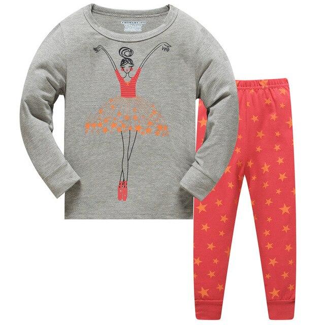 Kids Cartoon Cotton Pajamas Boys Casual Pajamas Sets Girls Long Blouses+Trousers 2-Piece Home Sleepwear Sets For Spring Autumn