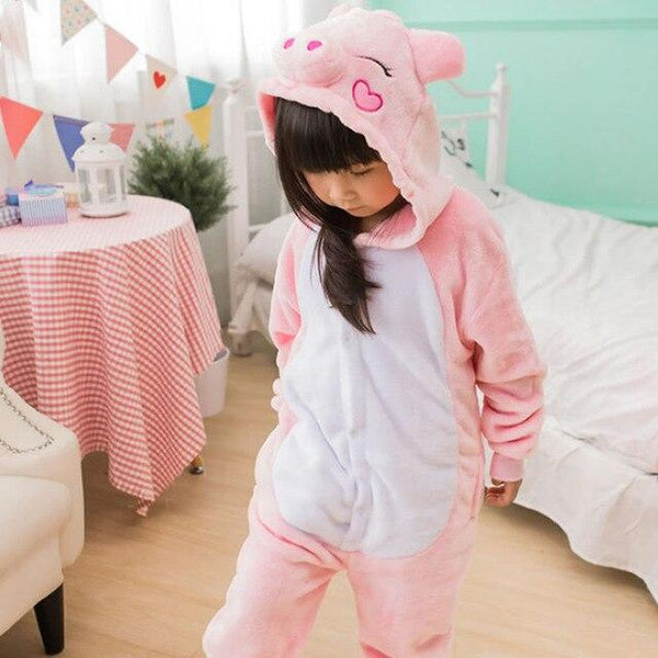 Flannel Kigurumi Children Pajamas Set Winter Hooded Animal Unicorn Pikachu Stitch Kids Pajamas For Boys Girls Sleepwear Onesies