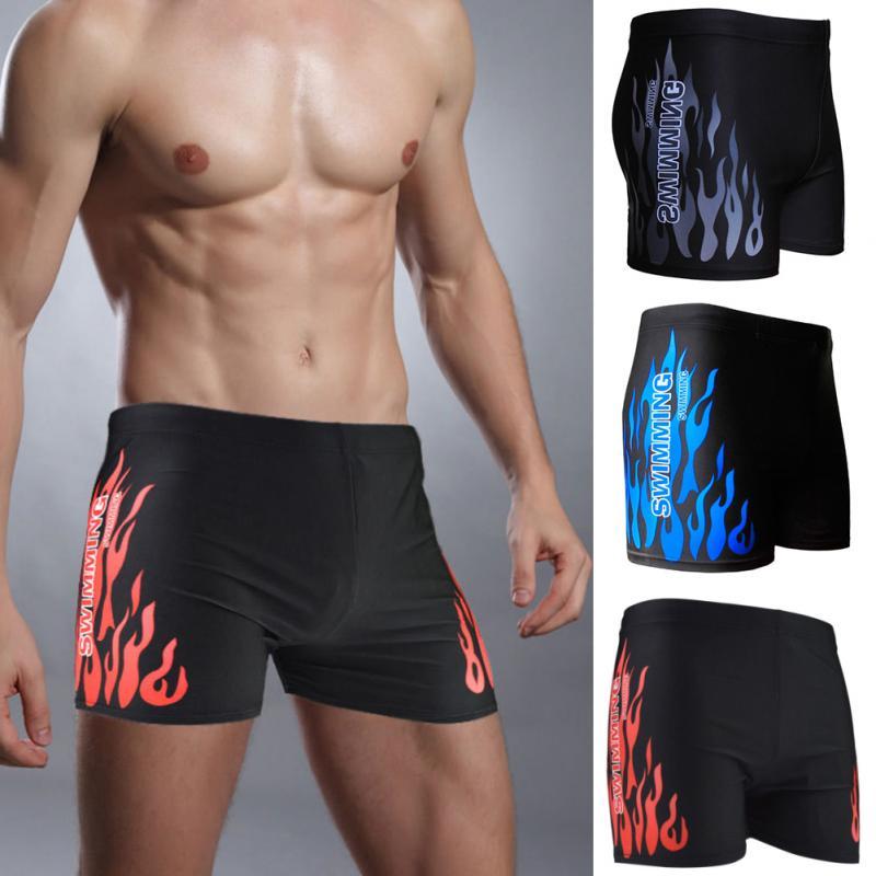 2018 New Arrivie Swimwear Men Swimming Trunks Hot Swimsuits Boxer Shorts Flame Print Swim Suit Beach Shorts Wear