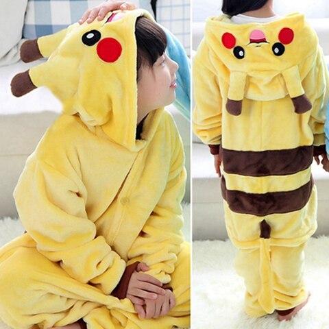 Kids Animal Pajama Unisex Boy Girl Cartoon Pyjama Minions Pikachu Unicorn Stitch Pijama Onesie Hoodie Sleepwear