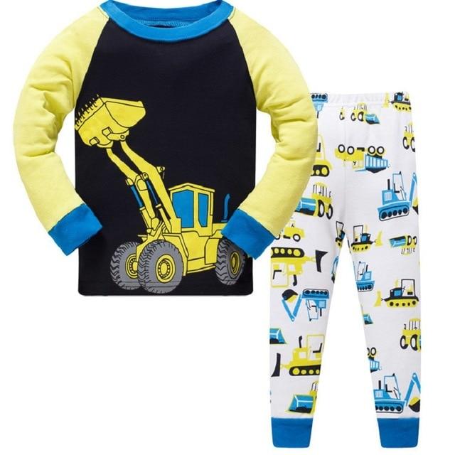 2019 New Cartoon Design Round Neck Boys Cotton Pajamas Set For Child kids long sleeve pyjamas Boys Pyjamas 3~8 Year