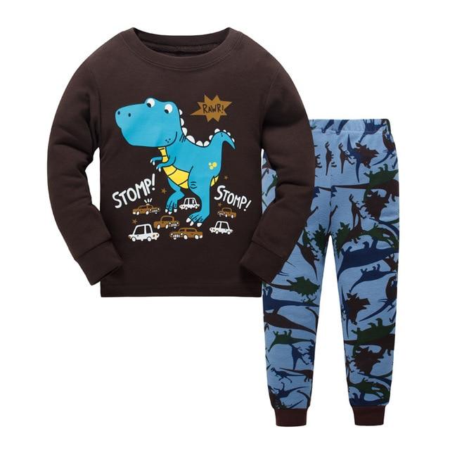 2019 New Cartoon Design Round Neck Boys Cotton Pajamas Set For Child kids long sleeve pyjamas Boys Pyjamas 3~8 Year