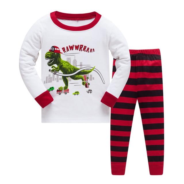 2019 New Cartoon Design Round Neck Boys Cotton Pajamas Set For Child kids long sleeve pyjamas Boys Pyjamas 3~8 Year