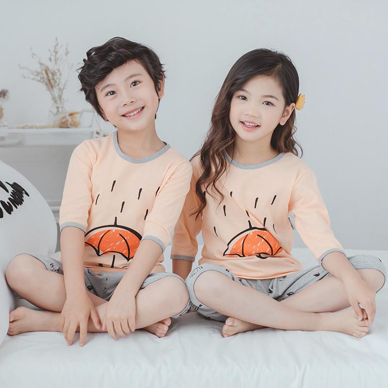 Summer Children's Pajamas Cartoon Pajamas For Girls Boys Short Sleeve T-shirt+Pants Pyjamas Sets Baby Clothes Kids Sleepwear