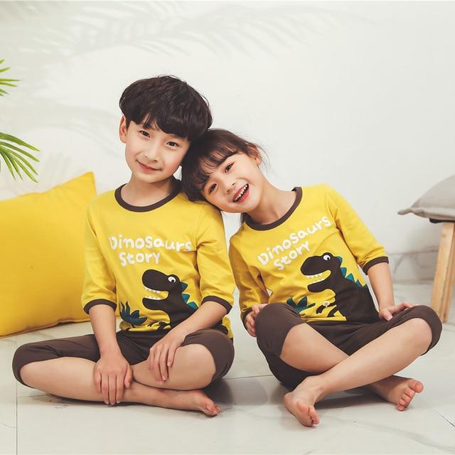 Summer Children's Pajamas Cartoon Pajamas For Girls Boys Short Sleeve T-shirt+Pants Pyjamas Sets Baby Clothes Kids Sleepwear
