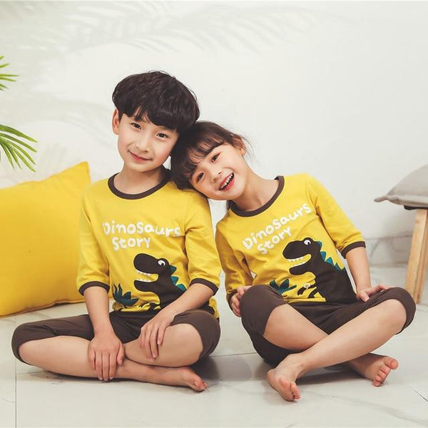 Summer Children's Pajamas Cartoon Pajamas For Girls Boys Short Sleeve T-shirt+Pants Pyjamas Sets Baby Clothes Kids Sleepwear