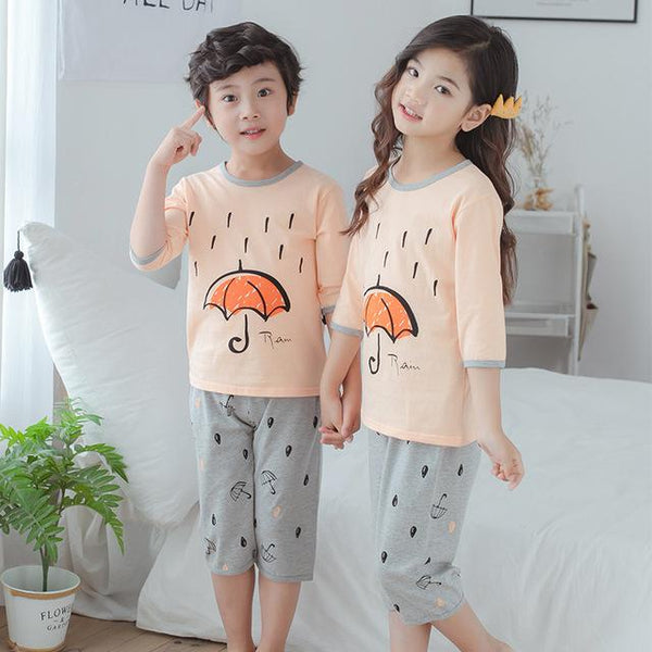 Summer Children's Pajamas Cartoon Pajamas For Girls Boys Short Sleeve T-shirt+Pants Pyjamas Sets Baby Clothes Kids Sleepwear