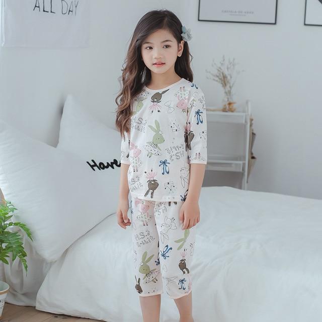 Summer Children's Pajamas Cartoon Pajamas For Girls Boys Short Sleeve T-shirt+Pants Pyjamas Sets Baby Clothes Kids Sleepwear