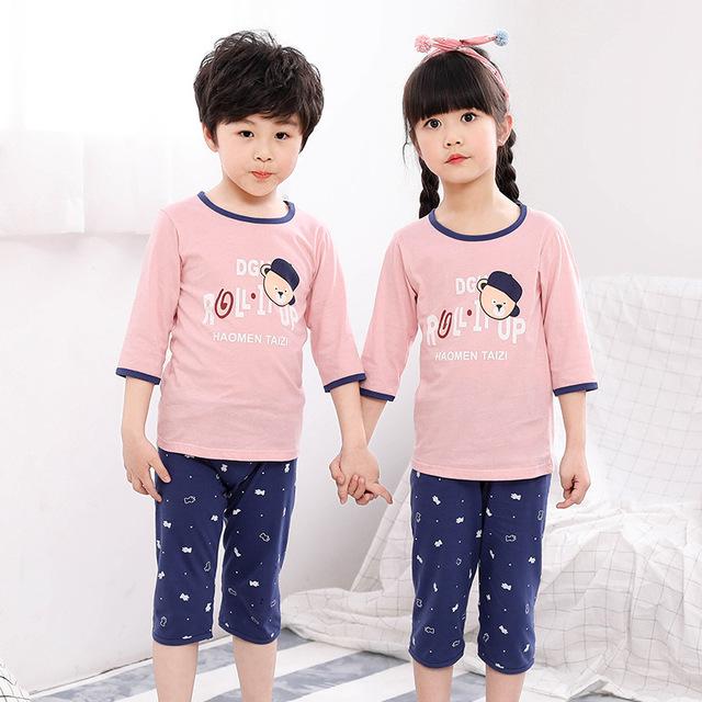 Summer Children's Pajamas Cartoon Pajamas For Girls Boys Short Sleeve T-shirt+Pants Pyjamas Sets Baby Clothes Kids Sleepwear