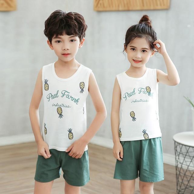 Summer Children's Pajamas Cartoon Pajamas For Girls Boys Short Sleeve T-shirt+Pants Pyjamas Sets Baby Clothes Kids Sleepwear