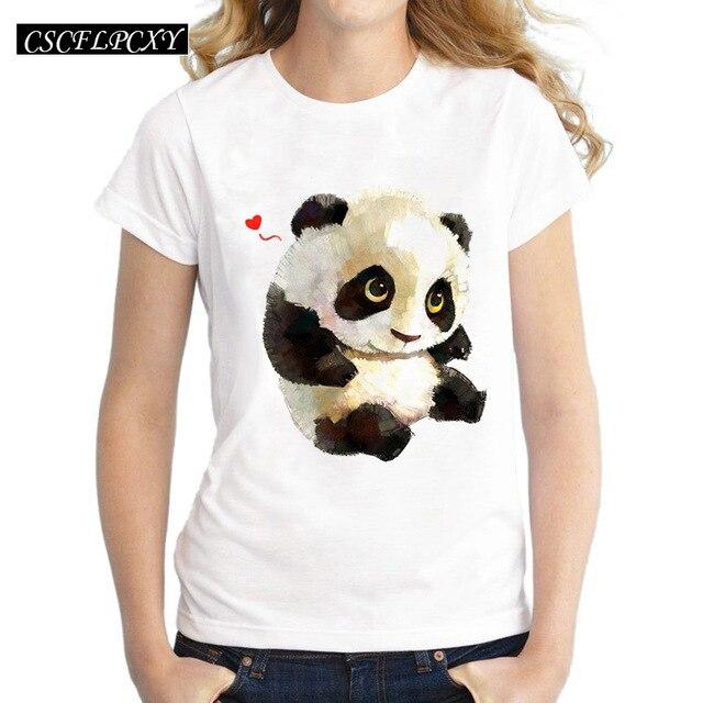 Harajuku Panda Print T Shirt Women Tshirt 2016 Summer Style Short Sleeve Ladies Tops T-shirt Femme Casual White Tees Cartoon