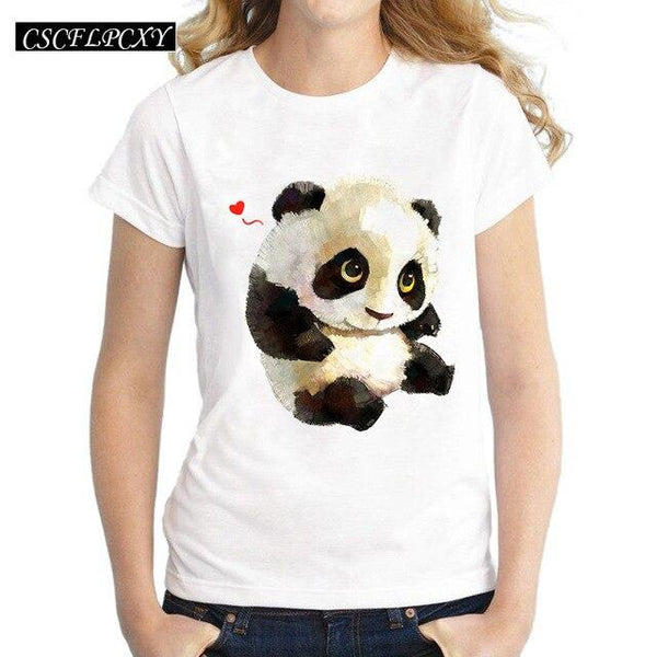 Harajuku Panda Print T Shirt Women Tshirt 2016 Summer Style Short Sleeve Ladies Tops T-shirt Femme Casual White Tees Cartoon