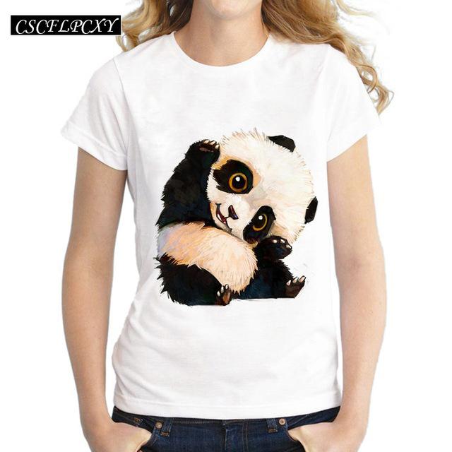 Harajuku Panda Print T Shirt Women Tshirt 2016 Summer Style Short Sleeve Ladies Tops T-shirt Femme Casual White Tees Cartoon