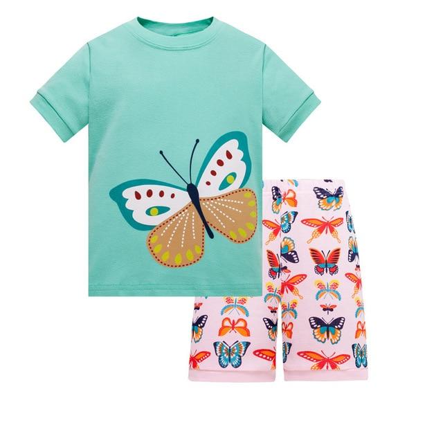 Baby kids Pajamas Set summer children Short Sleeve cotton sleepwear Girl Cartoon pyjamas girls cute home clothing girl nightwear