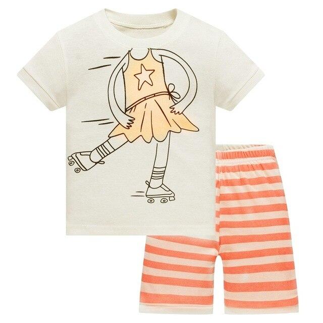 Baby kids Pajamas Set summer children Short Sleeve cotton sleepwear Girl Cartoon pyjamas girls cute home clothing girl nightwear
