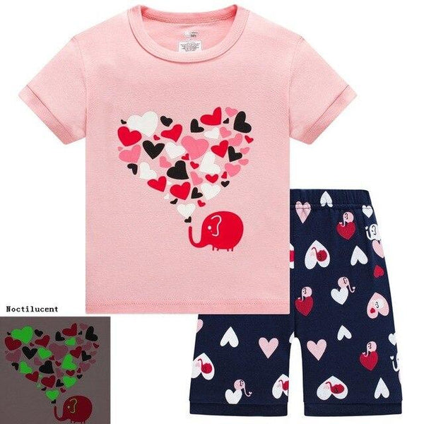 Baby kids Pajamas Set summer children Short Sleeve cotton sleepwear Girl Cartoon pyjamas girls cute home clothing girl nightwear