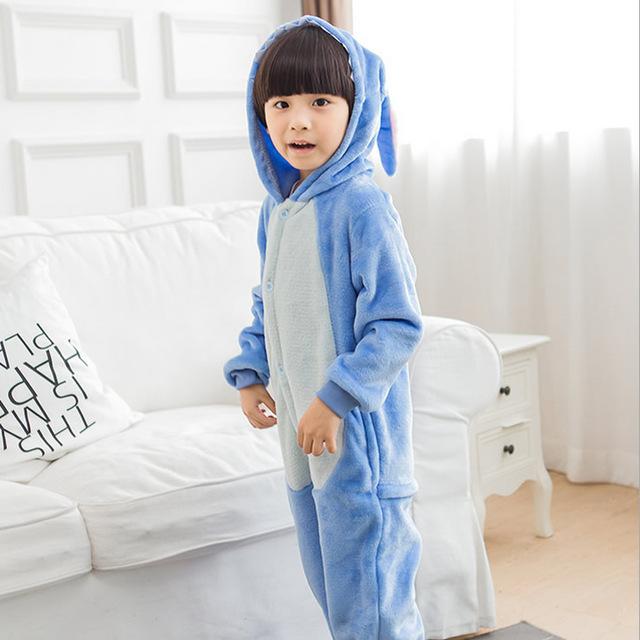 winter Kigurumi Children Pajamas Set Unicorn Hooded Animal Unicorn pajamas Stitch Kids Pajamas For Boys Girls Sleepwear Onesies
