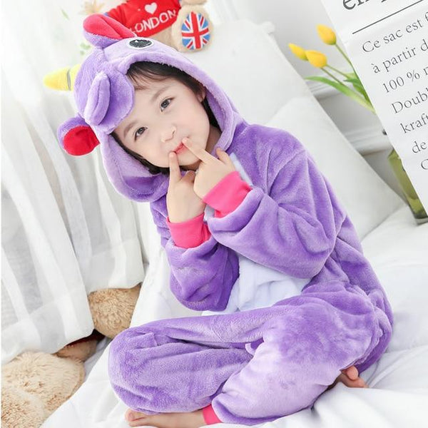 winter Kigurumi Children Pajamas Set Unicorn Hooded Animal Unicorn pajamas Stitch Kids Pajamas For Boys Girls Sleepwear Onesies