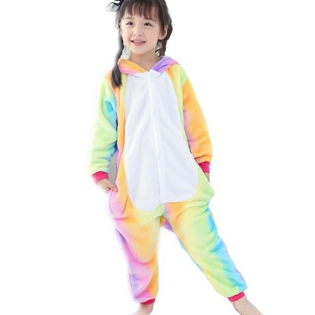 winter Kigurumi Children Pajamas Set Unicorn Hooded Animal Unicorn pajamas Stitch Kids Pajamas For Boys Girls Sleepwear Onesies