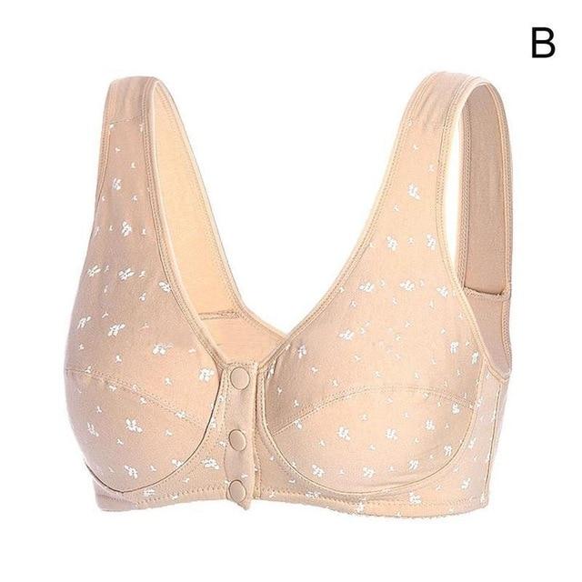 Plus Size Bra Comfort Cotton Bras for Women Wire Free Front Button Bra Solid Lingerie Leisure Bh Size 36-44 A B C Cup