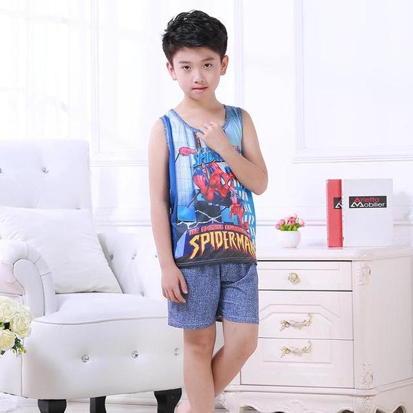 Kids Pajamas Suit 2019 Summer Short Sleeve Pijama Cartoon Boys Sleepwear Children Tracksuit Baby Loungewear Boys Home Wear