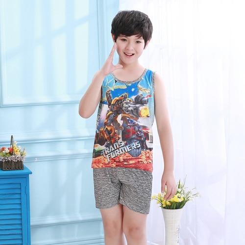 Kids Pajamas Suit 2019 Summer Short Sleeve Pijama Cartoon Boys Sleepwear Children Tracksuit Baby Loungewear Boys Home Wear