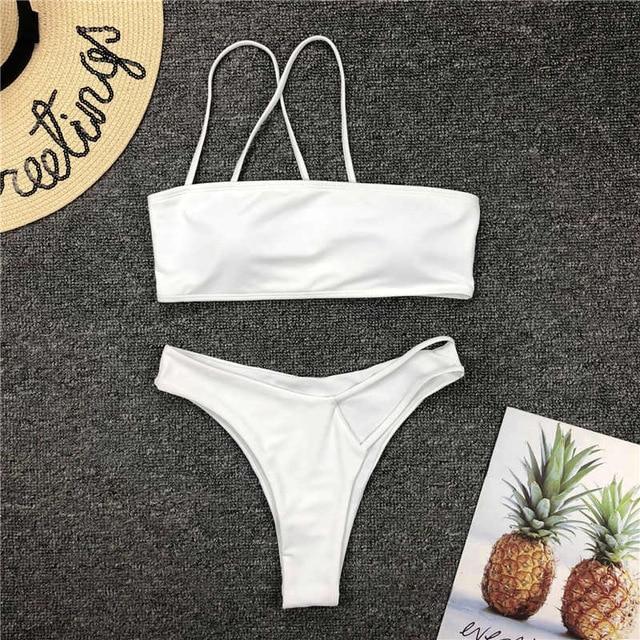 One shoulder thong bikinis 2019 mujer bathers High cut black swimwear women biquini Bandeau push up swimsuit female bathing suit