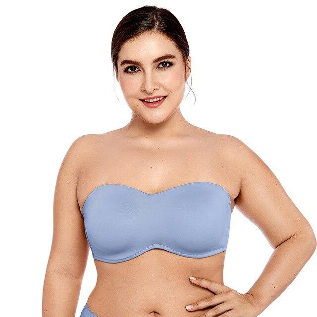 Delimira Women's Full Coverage Smooth Seamless Invisible Underwire Minimizer Strapless Bra Plus Size