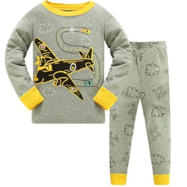 2019 New Cartoon Design Round Neck Boys Cotton Pajamas Set For Child kids long sleeve pyjamas Boys Pyjamas 3~8 Year