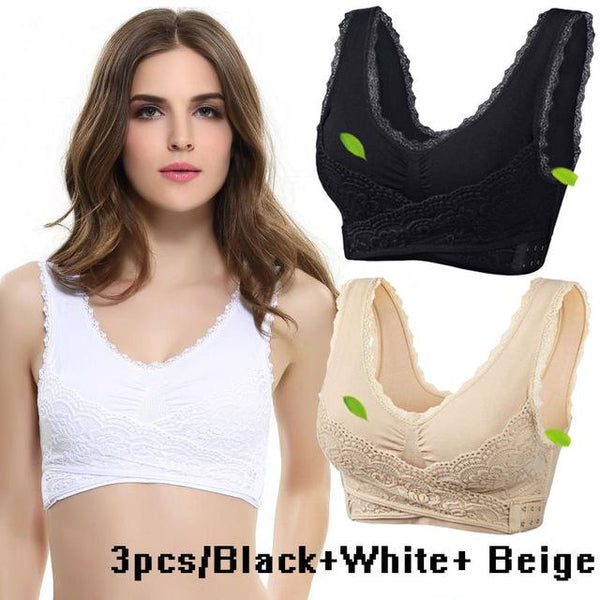 2019 Hot Sale Women Sexy Lingerie Lace Solid Color Cross Side Buckle Wireless Push up Sports Underwear Breathable Sleep Bra New