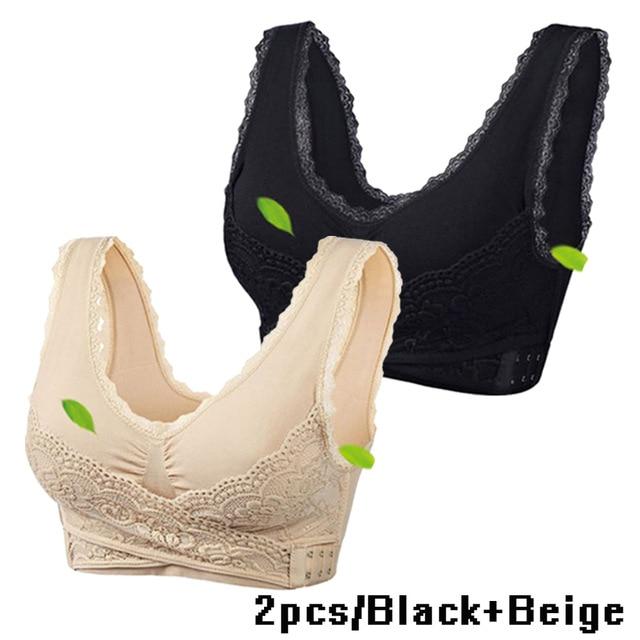 2019 Hot Sale Women Sexy Lingerie Lace Solid Color Cross Side Buckle Wireless Push up Sports Underwear Breathable Sleep Bra New