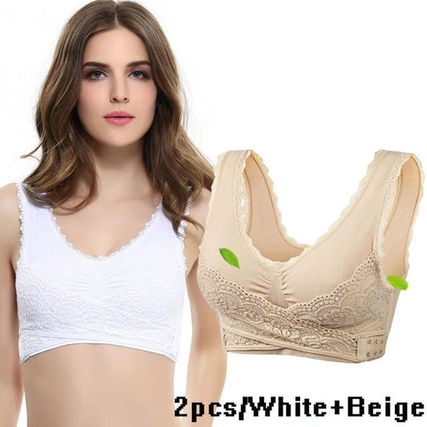 2019 Hot Sale Women Sexy Lingerie Lace Solid Color Cross Side Buckle Wireless Push up Sports Underwear Breathable Sleep Bra New