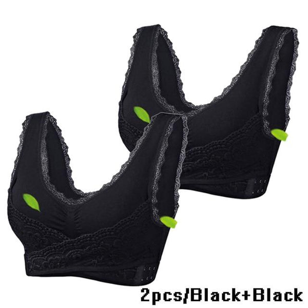 2019 Hot Sale Women Sexy Lingerie Lace Solid Color Cross Side Buckle Wireless Push up Sports Underwear Breathable Sleep Bra New