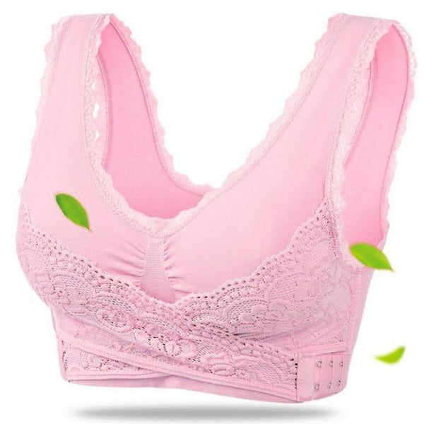 2019 Hot Sale Women Sexy Lingerie Lace Solid Color Cross Side Buckle Wireless Push up Sports Underwear Breathable Sleep Bra New