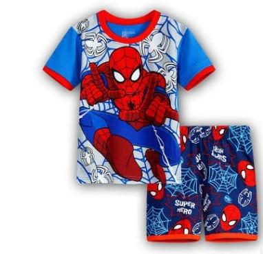 Hot New Kids Boys Girls Clothes Baby Pajamas Summer Short Sleeved Set Cartoon Spiderman Minnie Lackey Children's Sleepwear
