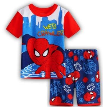 Hot New Kids Boys Girls Clothes Baby Pajamas Summer Short Sleeved Set Cartoon Spiderman Minnie Lackey Children's Sleepwear
