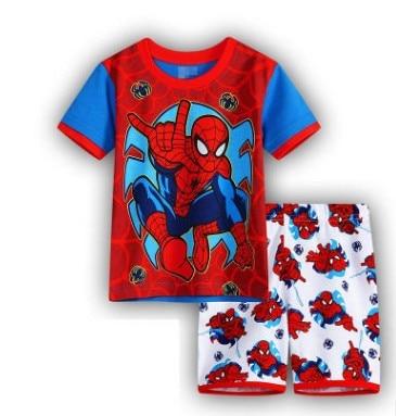 Hot New Kids Boys Girls Clothes Baby Pajamas Summer Short Sleeved Set Cartoon Spiderman Minnie Lackey Children's Sleepwear