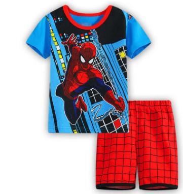 Hot New Kids Boys Girls Clothes Baby Pajamas Summer Short Sleeved Set Cartoon Spiderman Minnie Lackey Children's Sleepwear