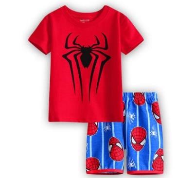 Hot New Kids Boys Girls Clothes Baby Pajamas Summer Short Sleeved Set Cartoon Spiderman Minnie Lackey Children's Sleepwear