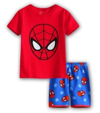 Hot New Kids Boys Girls Clothes Baby Pajamas Summer Short Sleeved Set Cartoon Spiderman Minnie Lackey Children's Sleepwear