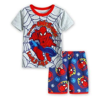 Hot New Kids Boys Girls Clothes Baby Pajamas Summer Short Sleeved Set Cartoon Spiderman Minnie Lackey Children's Sleepwear