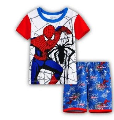 Hot New Kids Boys Girls Clothes Baby Pajamas Summer Short Sleeved Set Cartoon Spiderman Minnie Lackey Children's Sleepwear