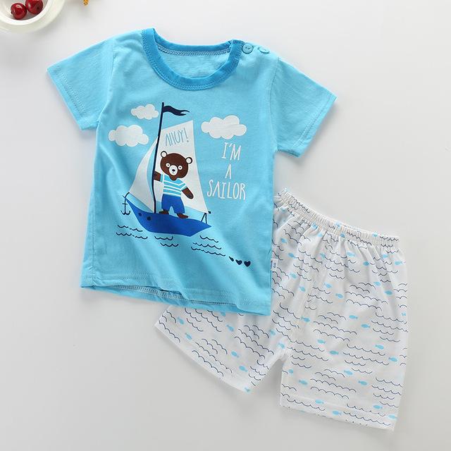 pyjamas kids cotton toddler cartoon children pajamas sets for baby girls boys short sleeve summer sleepwear pyjama enfant garcon