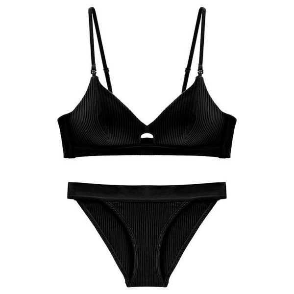 TERMEZY High Quality Cotton Underwear Set Fashion Striped Bra Set Noble Girl Lingerie Set Push Up Bra Sexy Bra And Panty Sets