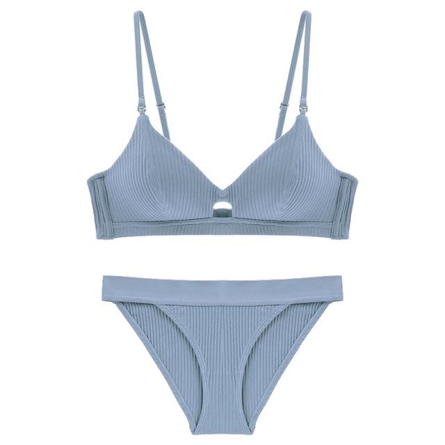 TERMEZY High Quality Cotton Underwear Set Fashion Striped Bra Set Noble Girl Lingerie Set Push Up Bra Sexy Bra And Panty Sets